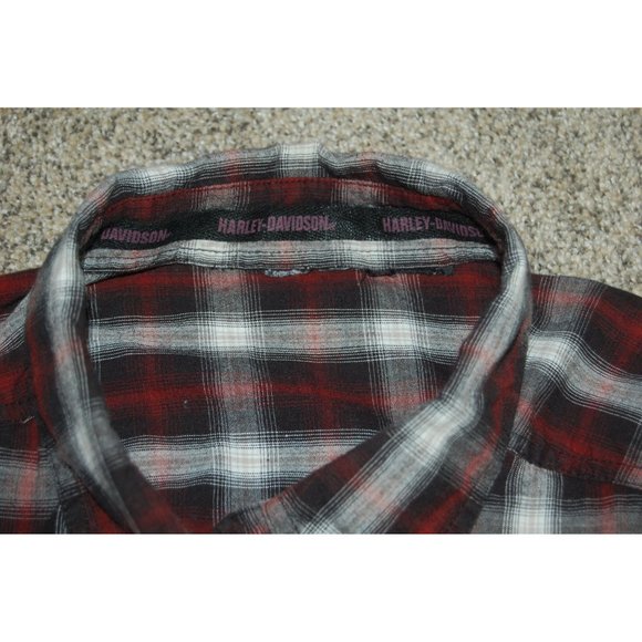 Harley-Davidson Motorcycles Short Sleeve Plaid Button Up Work Shirt Large #1HD - Picture 3 of 8